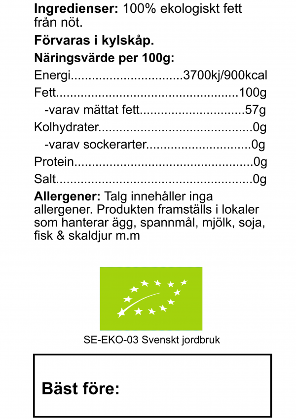 Ekologisk talg av nöt, 300g - Bild 2